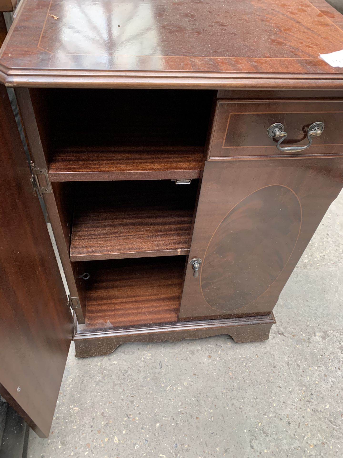 Mahogany hi-fi cabinet with lifting lid, on casters, 57 x 44 x 84cms. - Image 2 of 2