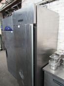 Gram stainless steel single door upright freezer. 70 x 88 x 200cms.