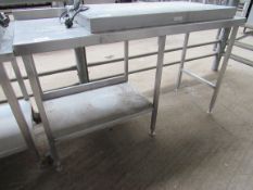 Stainless steel prep table.