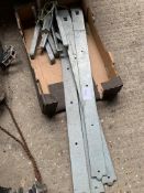 4 Galvanised gate hinges and hanging pins.