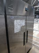 Polar G595-02 twin door stainless steel fridge.