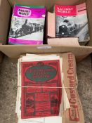 Box of Railway World magazines and a box of Great Western Railway magazines.