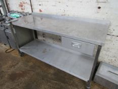 1700mm stainless steel preparation counter with drawer.