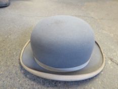 2 grey bowler hats – 1 x Moss Bros. approx. 7.25ins and 1 x Christys’ approx. 7.25ins; and a grey