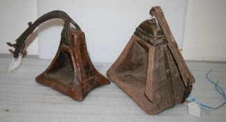 Pair of South American wooden stirrups