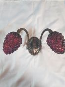 Wall light with cranberry coloured glass in the shape of grapes. Ideal for a wagon