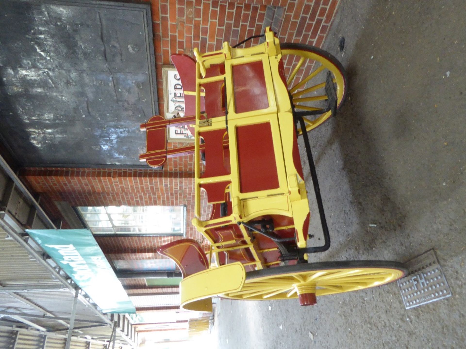 MILK FLOAT to suit 14.2 to 15hh. Painted red and yellow, with matching lines, and black metal work - Image 2 of 6