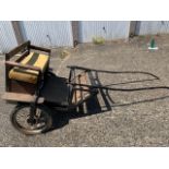 EXERCISE CART to suit 12 to 13.2hh pony. A black painted metal framed body in natural varnished woo