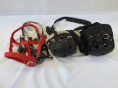 2 x anti-grazing muzzles - 1 x pony/1 x Shetland and 3 headcollars to fit a small pony