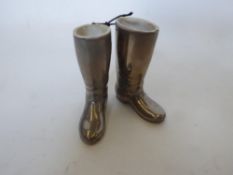 Small pair of posy vases in the form of a pair of whitemetal hunting boots, approx. 3.75ins high