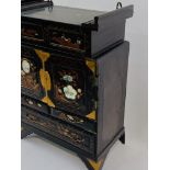 Late 19th Century ebonised and mother of pearl Chinese travel cabinet for jewellery and writing.