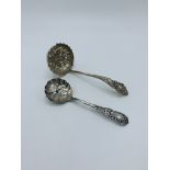 Silver teaspoon, Birmingham 1908, and silver ladle, Birmingham 1898.