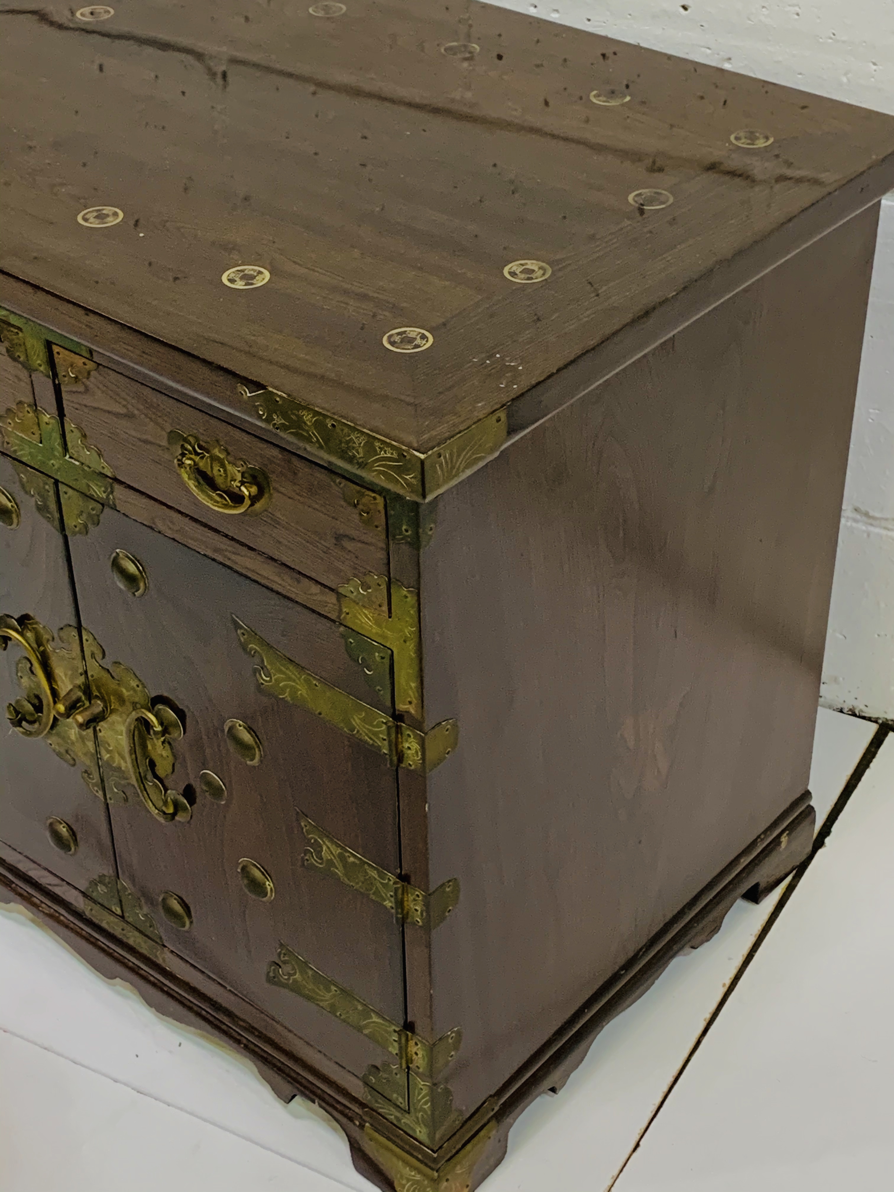 Pair of Oriental brass bound hardwood cabinets. - Image 4 of 4