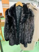 Black mink three quarter length jacket and matching hat