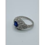 Sapphire and diamond platinum ring.