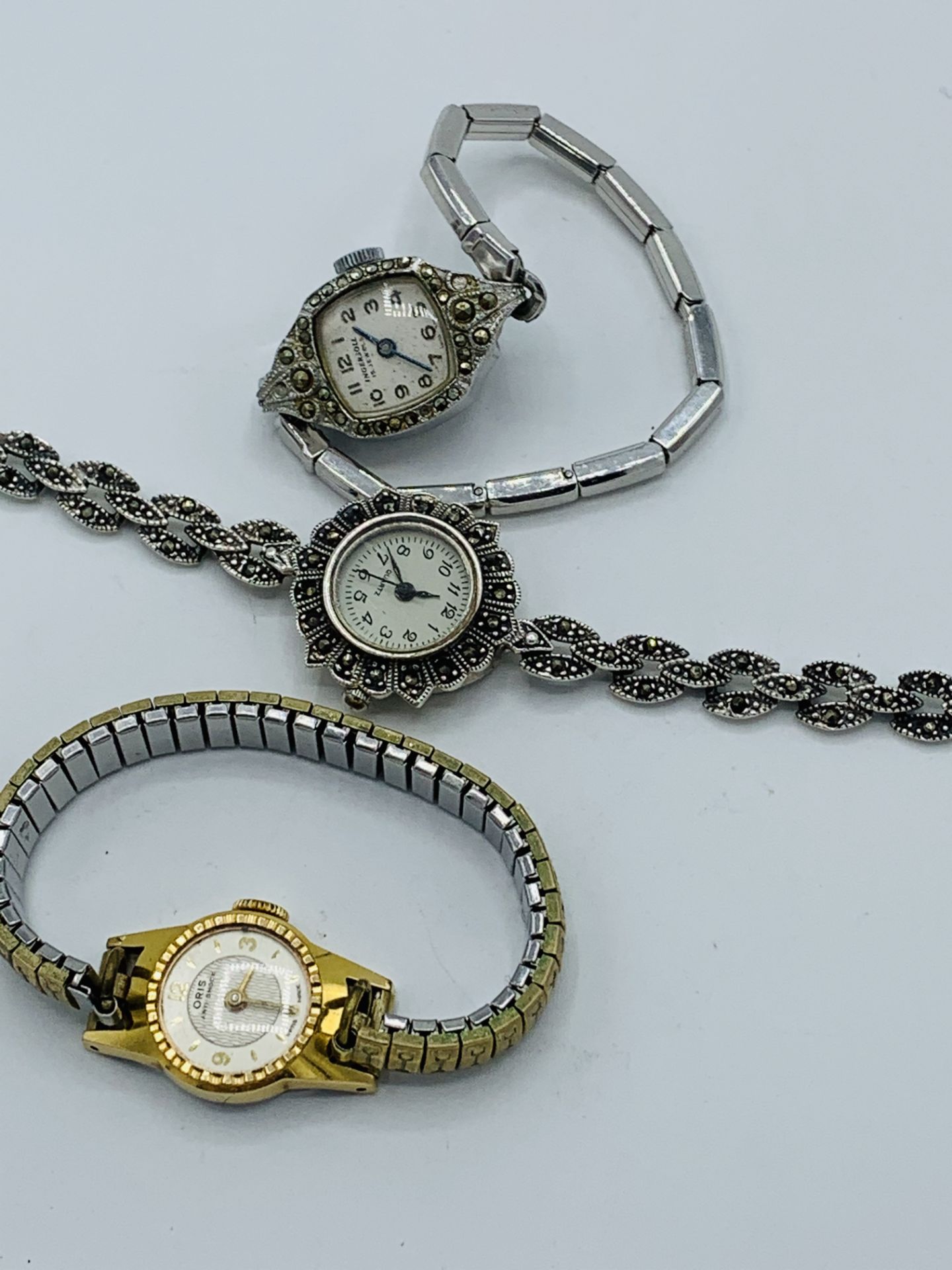 Lady’s wrist watch decorated with marcasite and 3 other watches - Image 4 of 4