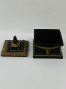 Vintage Baroque style gold and black trinket box with ormolu style rim.