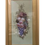 Two gilt framed and glazed oil on card still life fruit, signed C Johnson. 53 x 25cms.