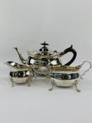 Silver tea set, hallmarked London 1907, by William Hutton and Sons.