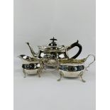 Silver tea set, hallmarked London 1907, by William Hutton and Sons.