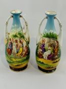 Pair of ‘Crown Victoria’ Austria, Karlsbaad, twin handle amphora vases.