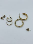 Various 9ct gold earrings, 5.6gms