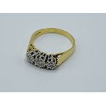 18ct gold 3 diamond ring, 4.3gms