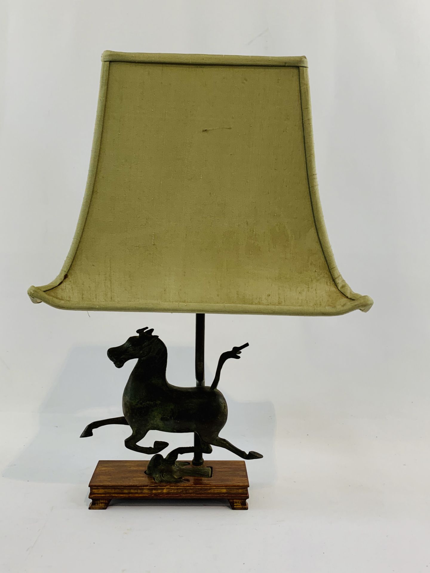 Pair of bronze height adjustable two bulb table lamps together with a small bronze table lamp. - Image 3 of 4