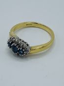 18ct gold, blue and white diamond ring, 3.9gms
