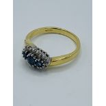 18ct gold, blue and white diamond ring, 3.9gms