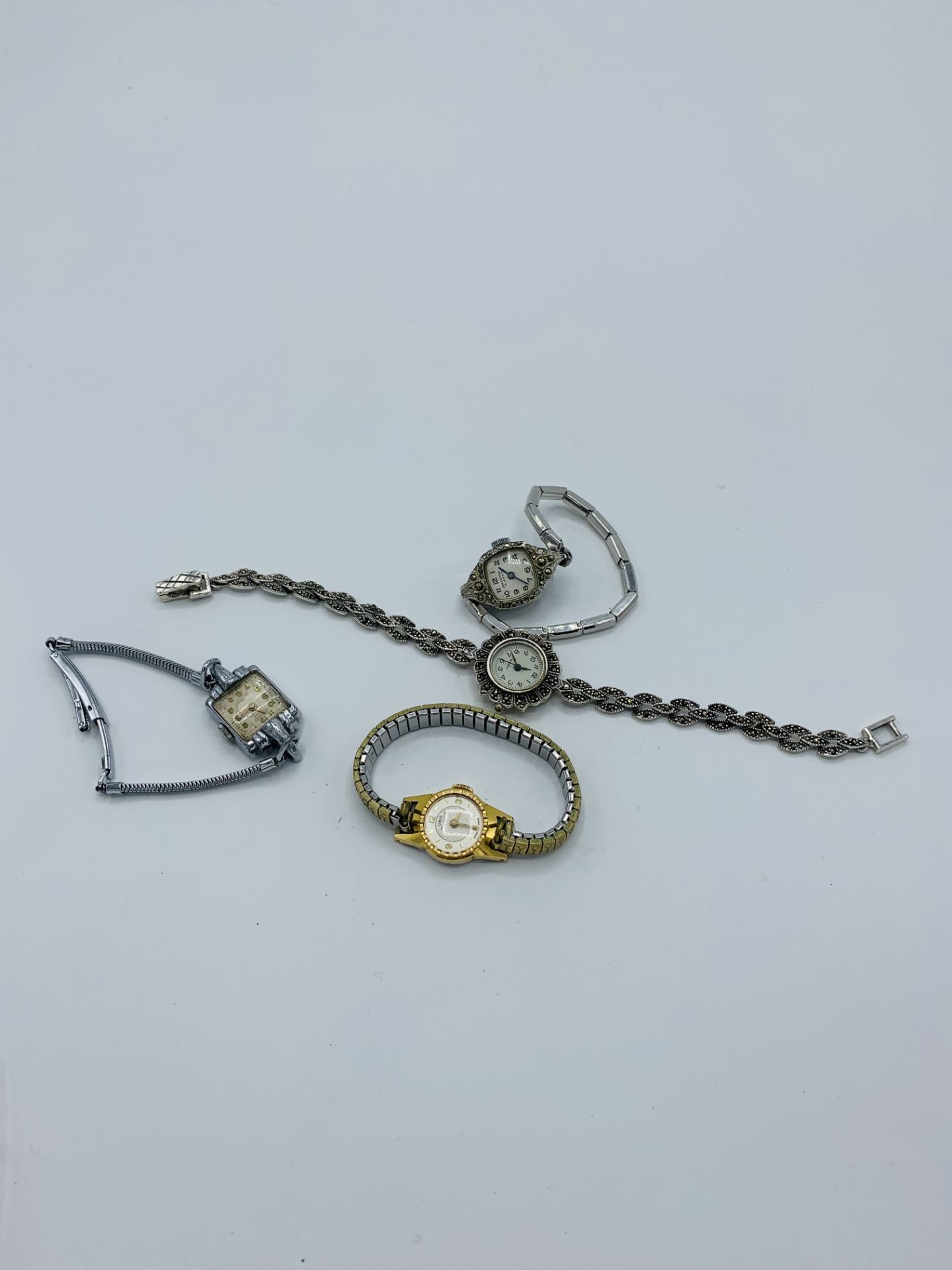 Lady’s wrist watch decorated with marcasite and 3 other watches - Image 2 of 4