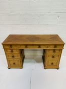 Oak kneehole desk with patterned top