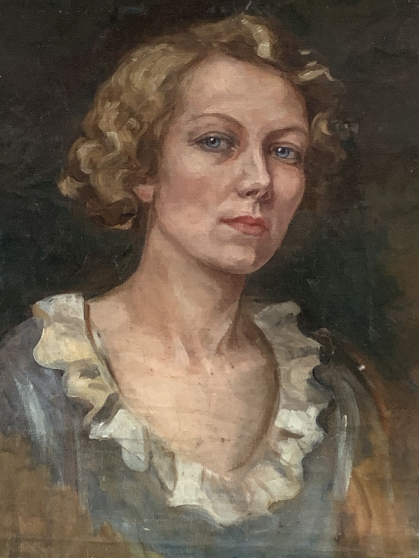 1930’s art deco portrait, oil on canvas.