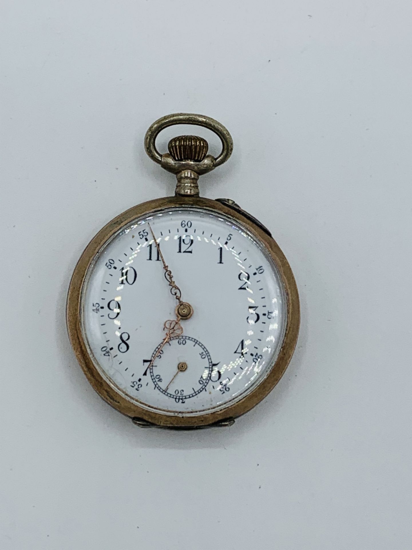 800 silver and gold plate case manual wind lady's pocket watch, in going order