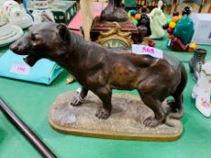 Antonio Amorcasti cast bronze plaster, standing lioness figure on base.