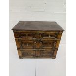 17th Century oak Jacobean style chest of three drawers with geometric moulded fronts.
