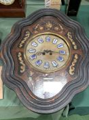 Ornate ebonised mother of pearl French vineyard clock circa 1860 in going order.