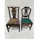 Pair of mahogany dining chairs and two others.