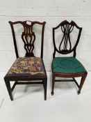 Pair of mahogany dining chairs and two others.