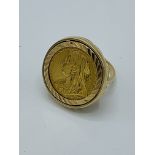 1899 sovereign set in a 9ct gold ring, 15.0gms