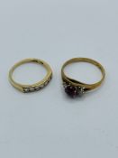 2 9ct gold and diamond rings