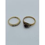 2 9ct gold and diamond rings