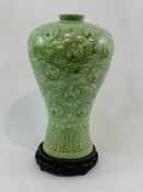 Green Meiping vase with crackle glaze