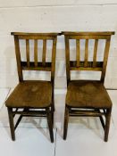 Two rail back chapel chairs, and two others