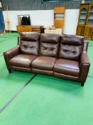 'Iolino' 3 seat brown leather sofa.