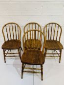 Set of four oak and elm bentwood spindle backed chairs.