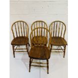 Set of four oak and elm bentwood spindle backed chairs.