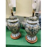 Two pairs of Oriental style ceramic table lamps.