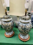 Two pairs of Oriental style ceramic table lamps.