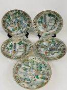 Six Chinese famille verte Chinese porcelain dinner bowls